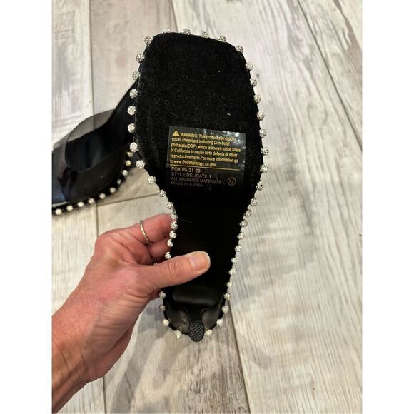 Delicacy dressy black slide on heels with diamonds size 7 1/2 - Picture 8 of 9